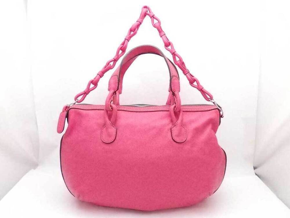Loewe pink leather Bag 2way Shoulder silver Pink Silver